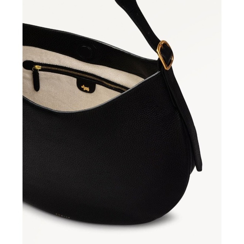 Radley London Kensignton Place Pebble Grain Leather Hobo Bag Black Gold Hardware - Picture 3 of 13
